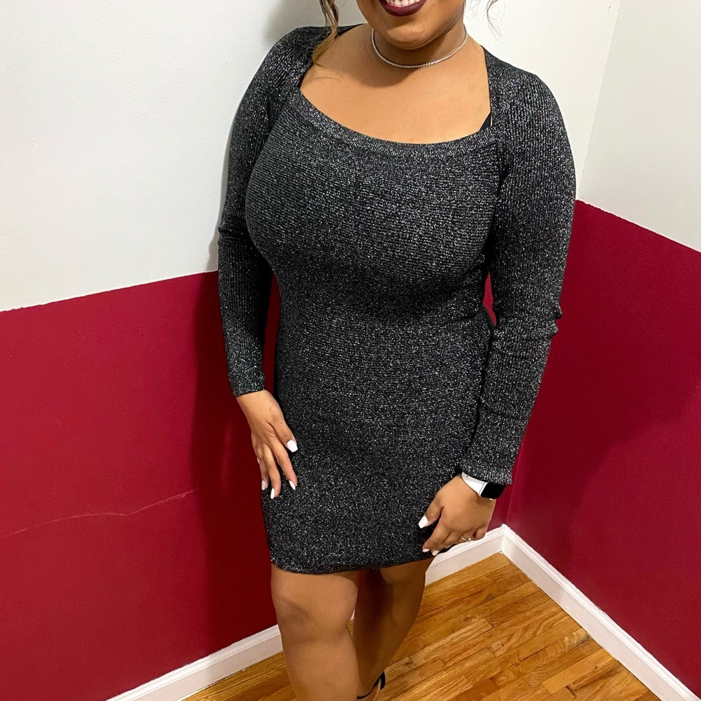 Dark Grey Shiny Dress
